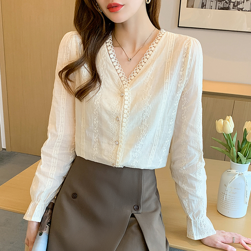 France style tender spring large yard shirt for women