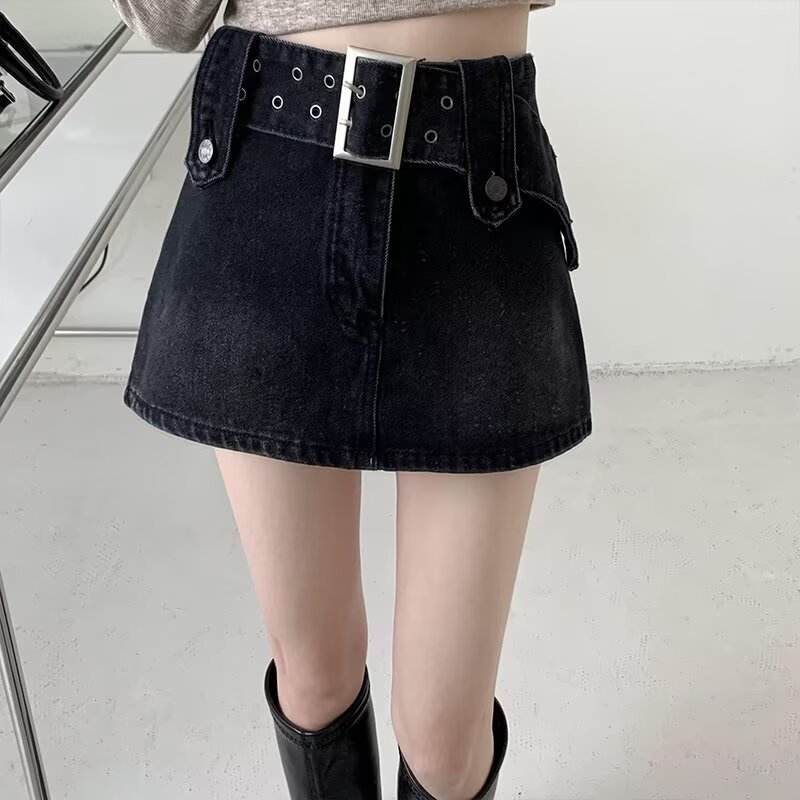 Denim short skirt package hip skirt for women