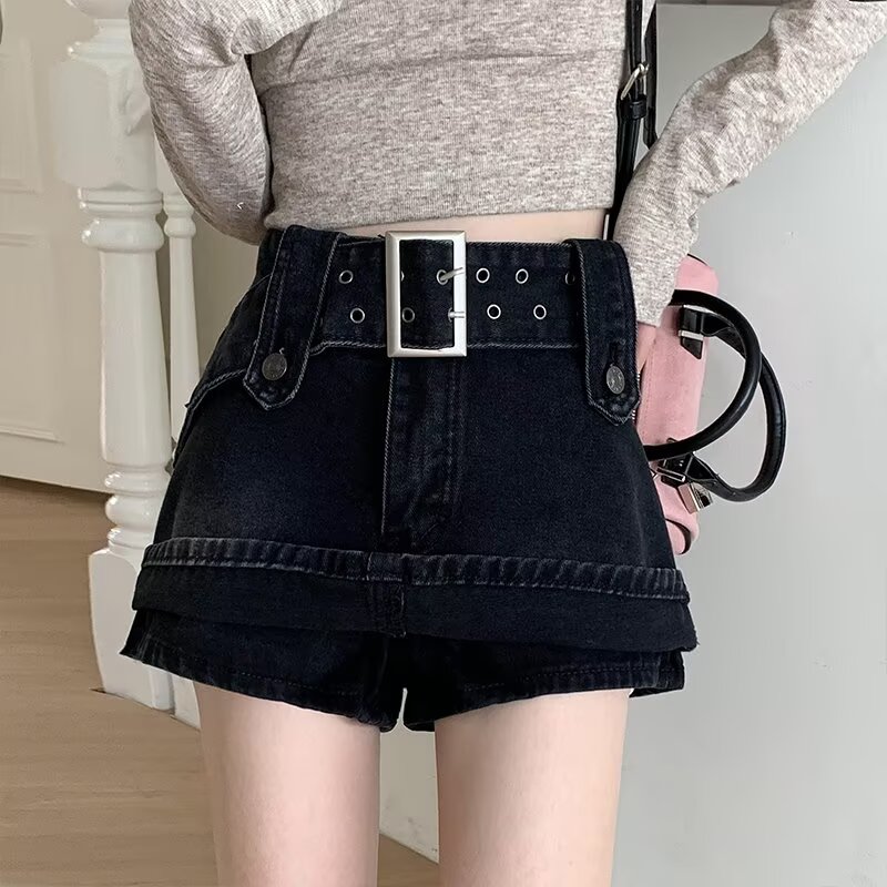 Denim short skirt package hip skirt for women