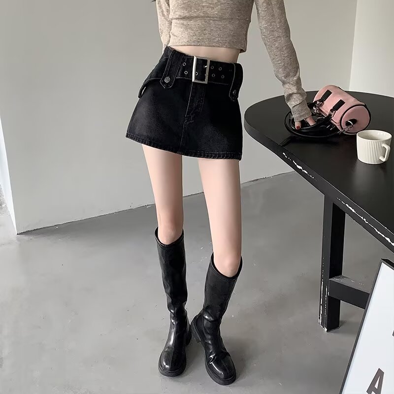Denim short skirt package hip skirt for women