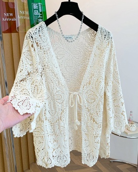 Hollow crochet cardigan spring all-match shawl