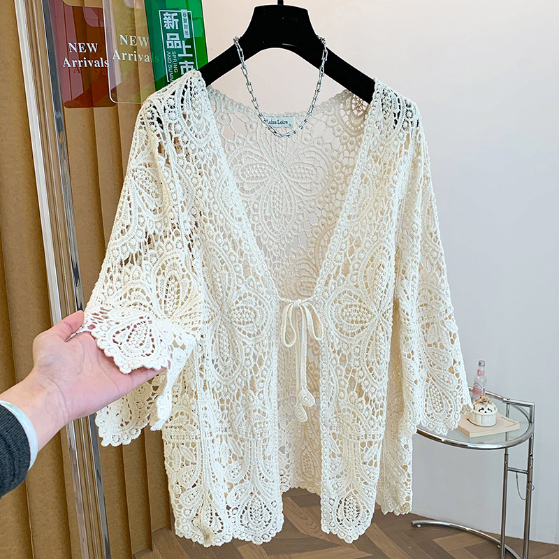 Hollow crochet cardigan spring all-match shawl