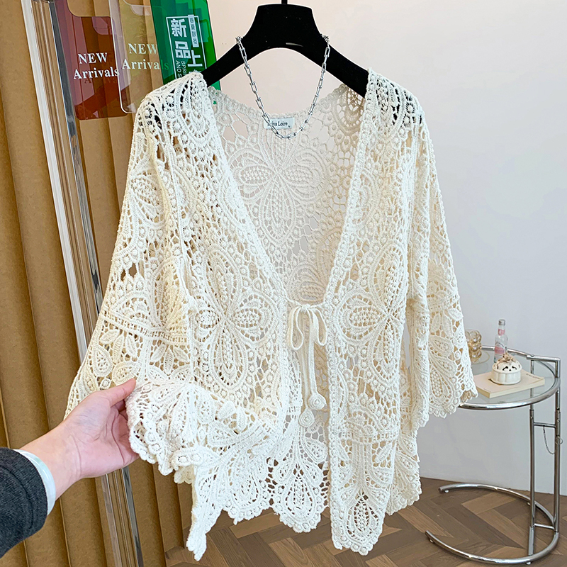 Hollow crochet cardigan spring all-match shawl