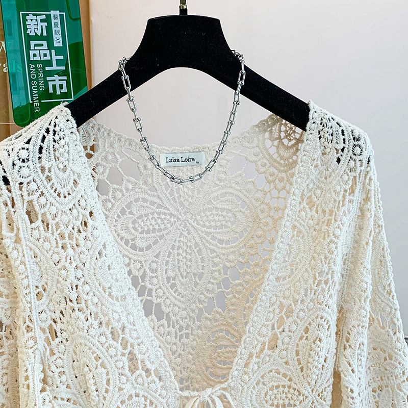 Hollow crochet cardigan spring all-match shawl