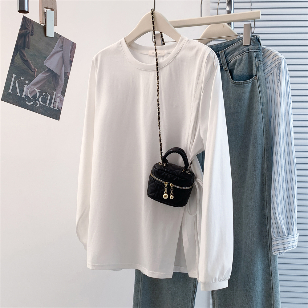 Unique frenum tops all-match irregular T-shirt