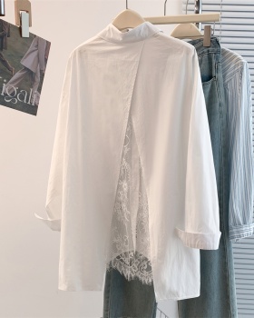 Long splice back split spring and summer shirt for women