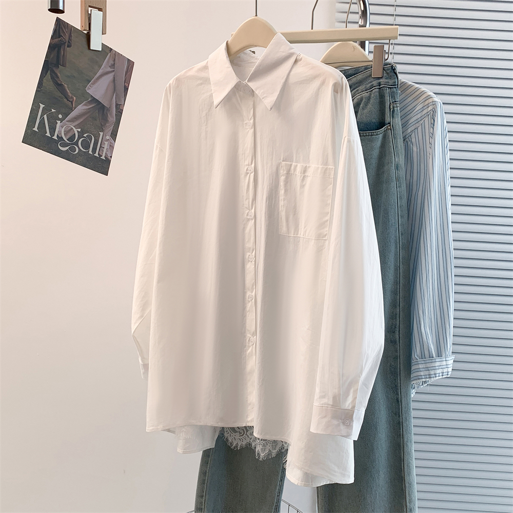 Long splice back split spring and summer shirt for women