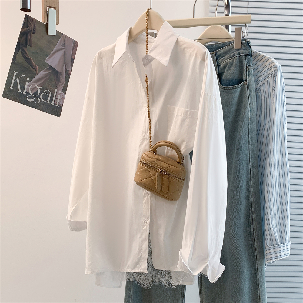 Long splice back split spring and summer shirt for women