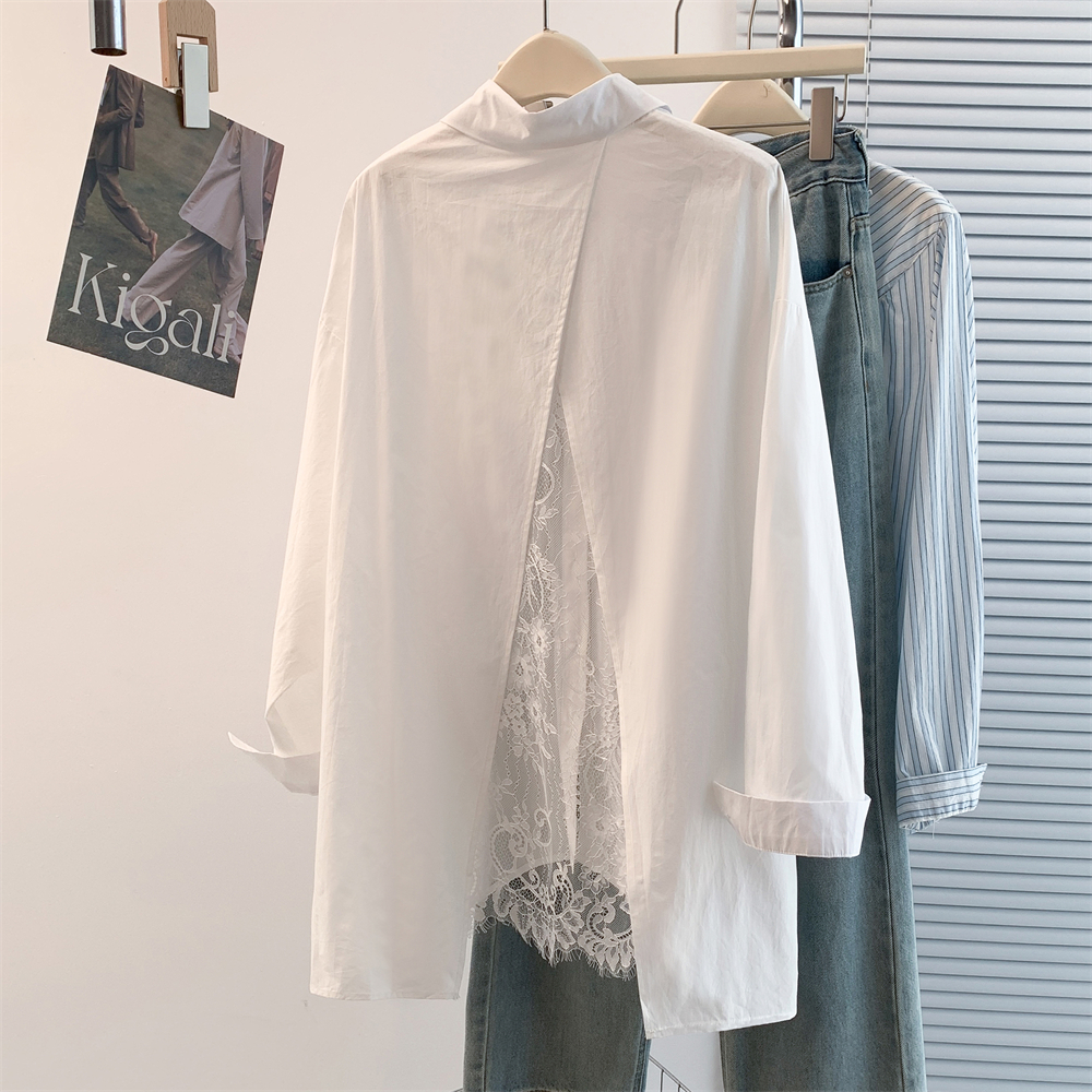 Long splice back split spring and summer shirt for women