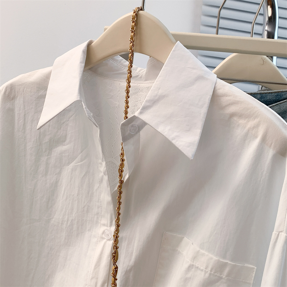 Long splice back split spring and summer shirt for women