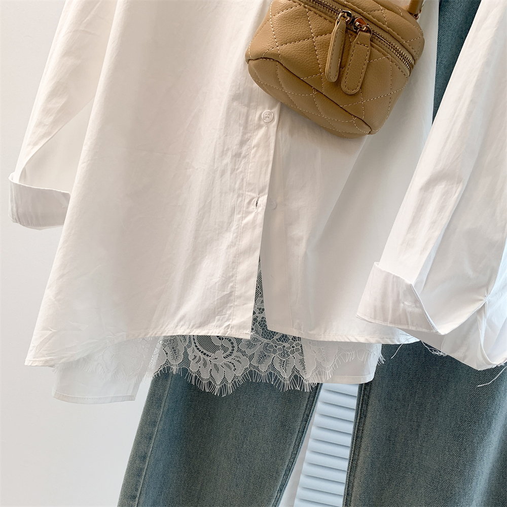 Long splice back split spring and summer shirt for women