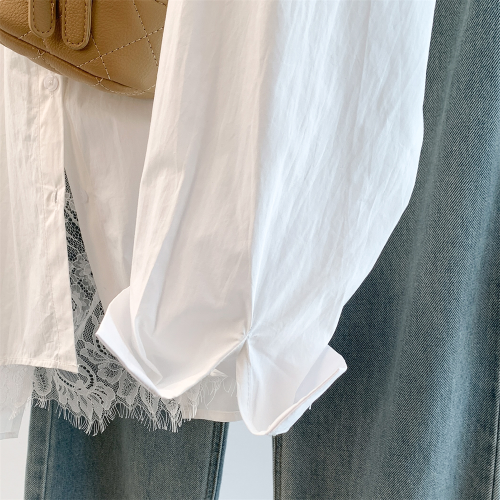 Long splice back split spring and summer shirt for women