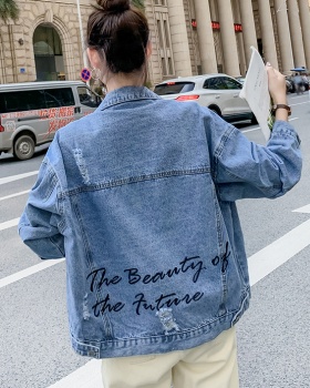 Spring and autumn loose tops embroidery denim coat for women