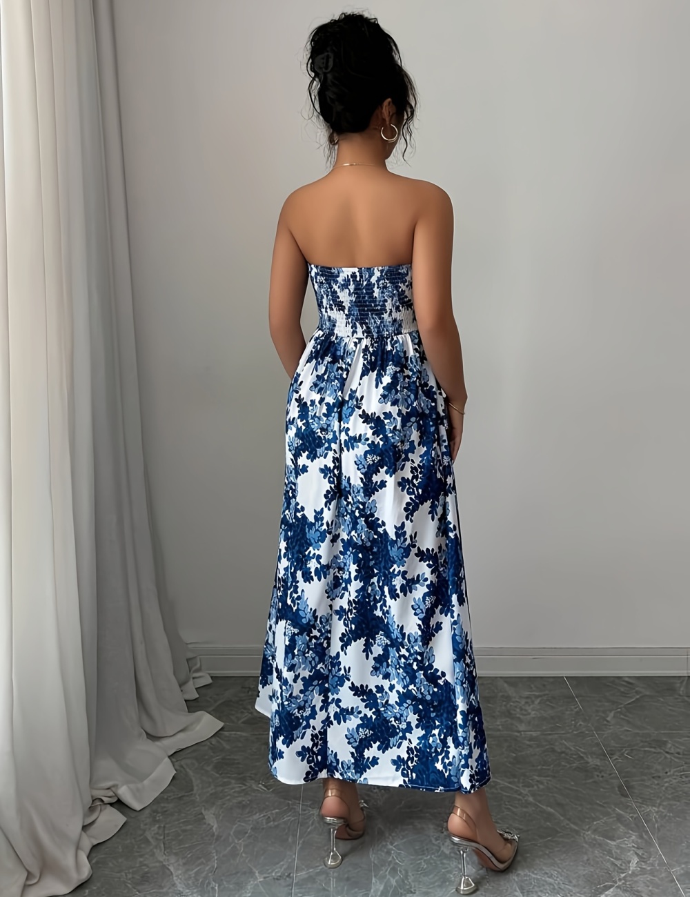 Simple fashion wrapped chest elegant printing Casual dress