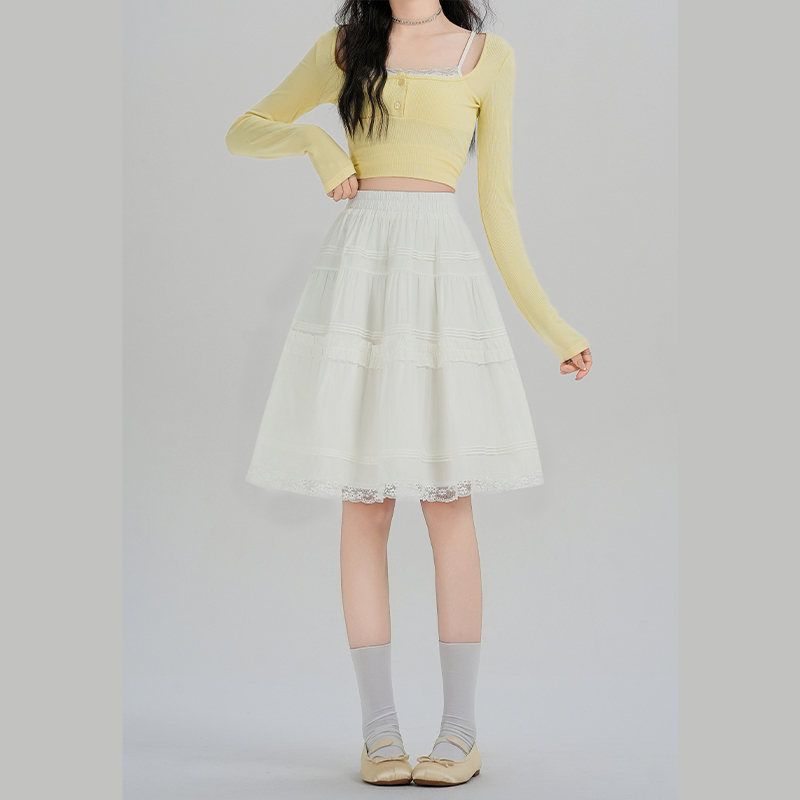 Ballet white short skirt high waist skirt for women