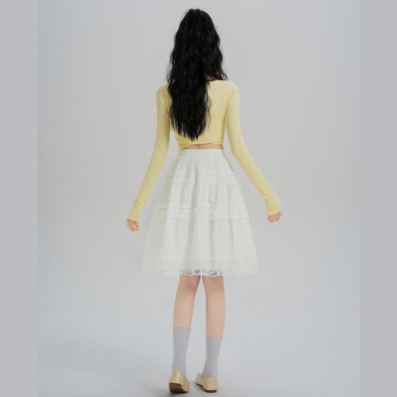 Ballet white short skirt high waist skirt for women