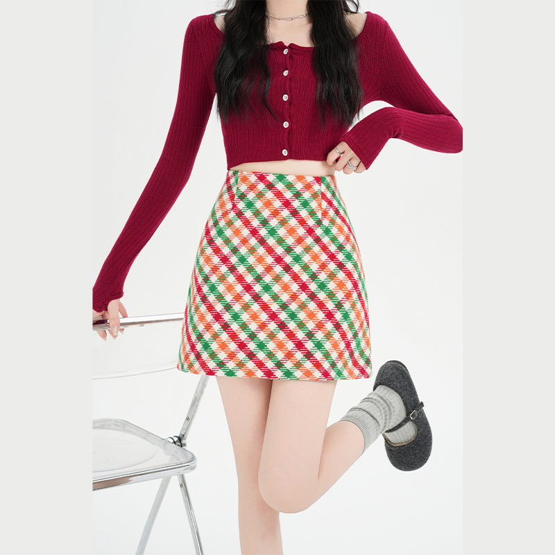 High waist short skirt woolen skirt for women