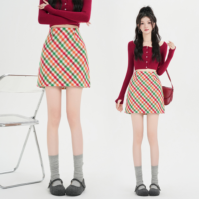 High waist short skirt woolen skirt for women