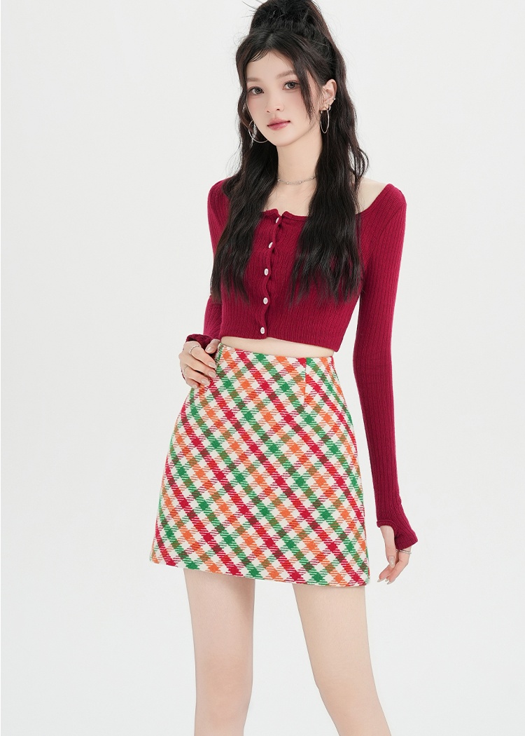 High waist short skirt woolen skirt for women