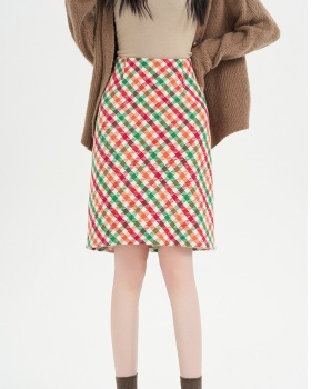 Korean style woolen short skirt rainbow skirt for women