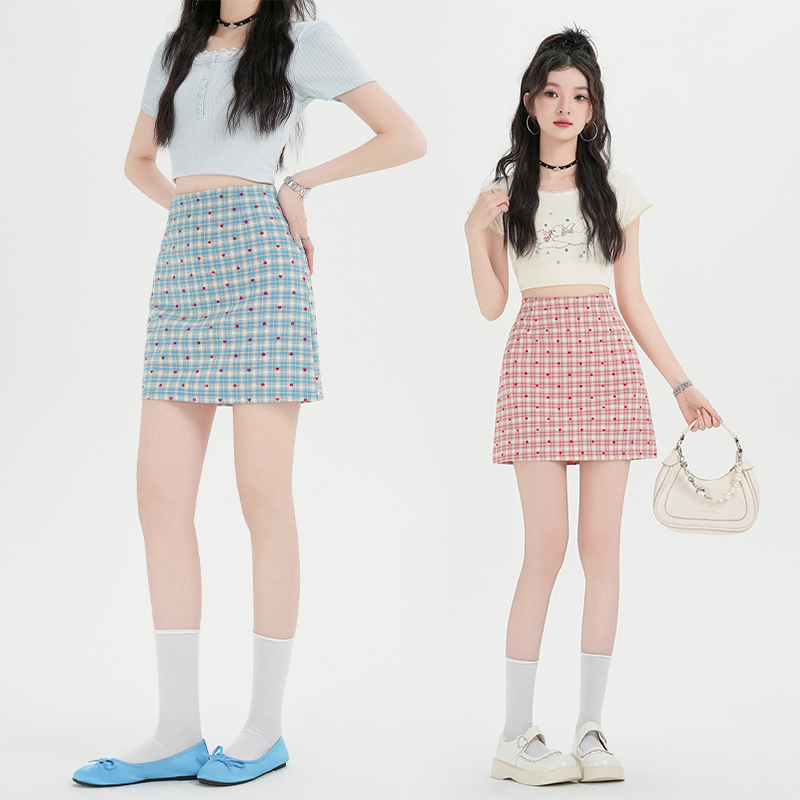 All-match A-line heart split high waist skirt for women