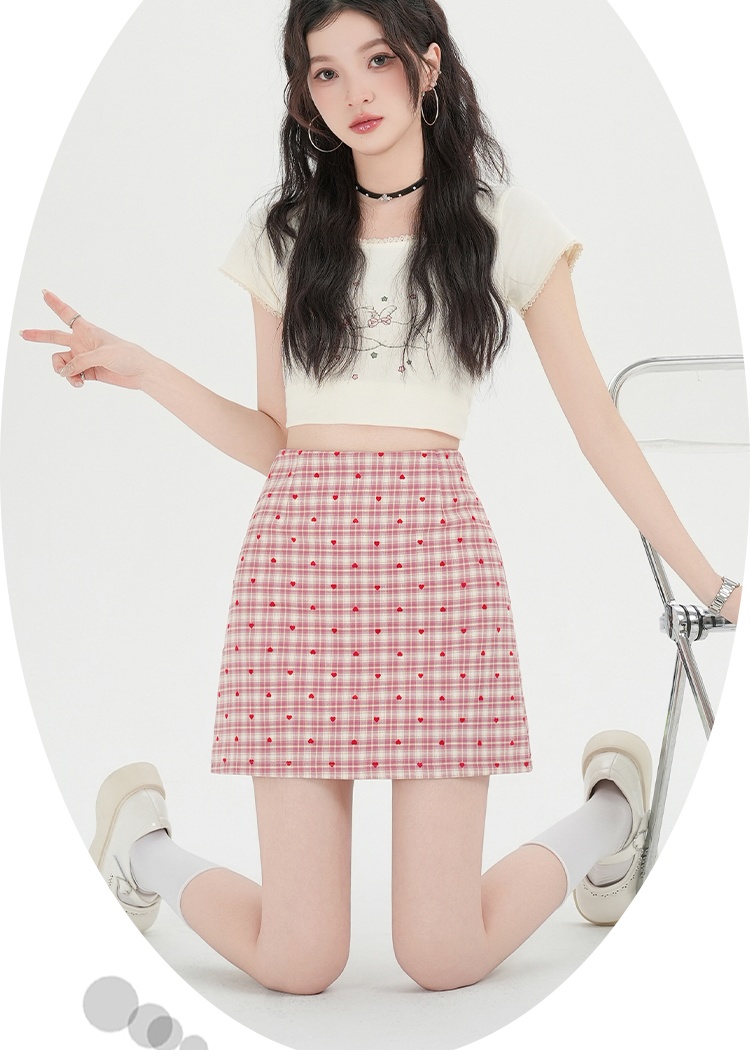 All-match A-line heart split high waist skirt for women