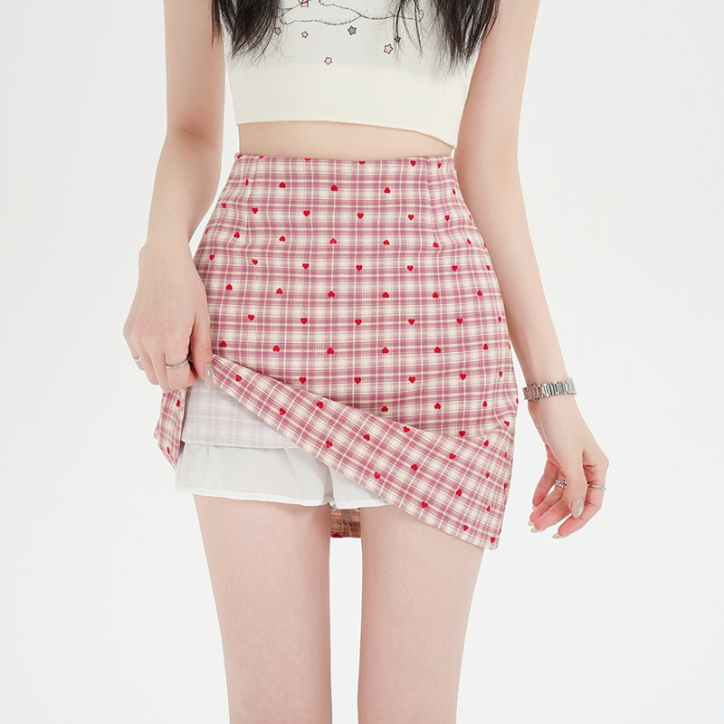 All-match A-line heart split high waist skirt for women