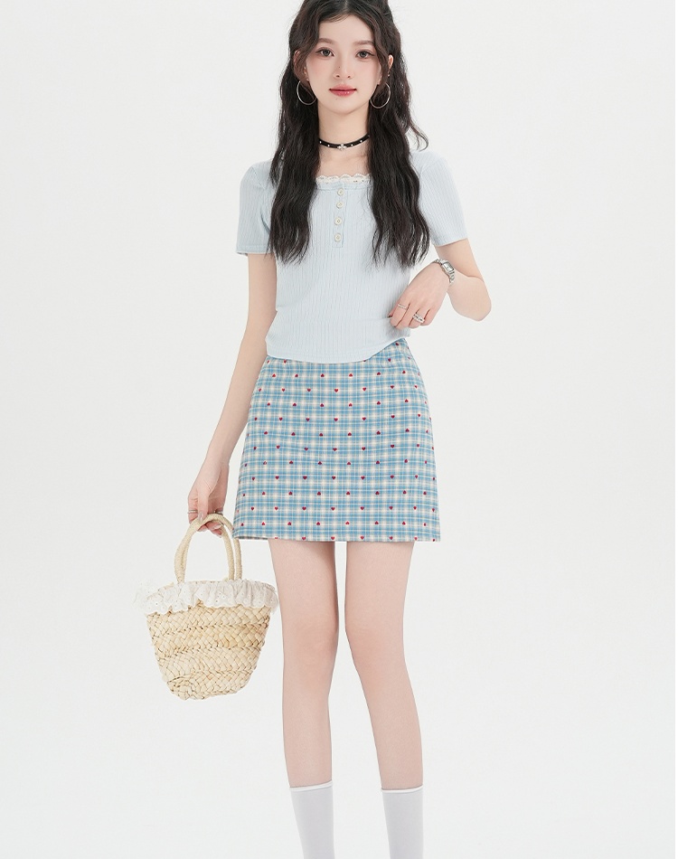 All-match A-line heart split high waist skirt for women