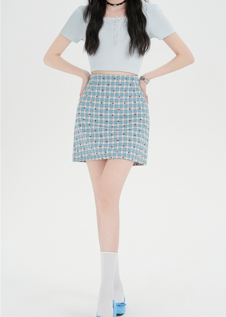 All-match A-line heart split high waist skirt for women