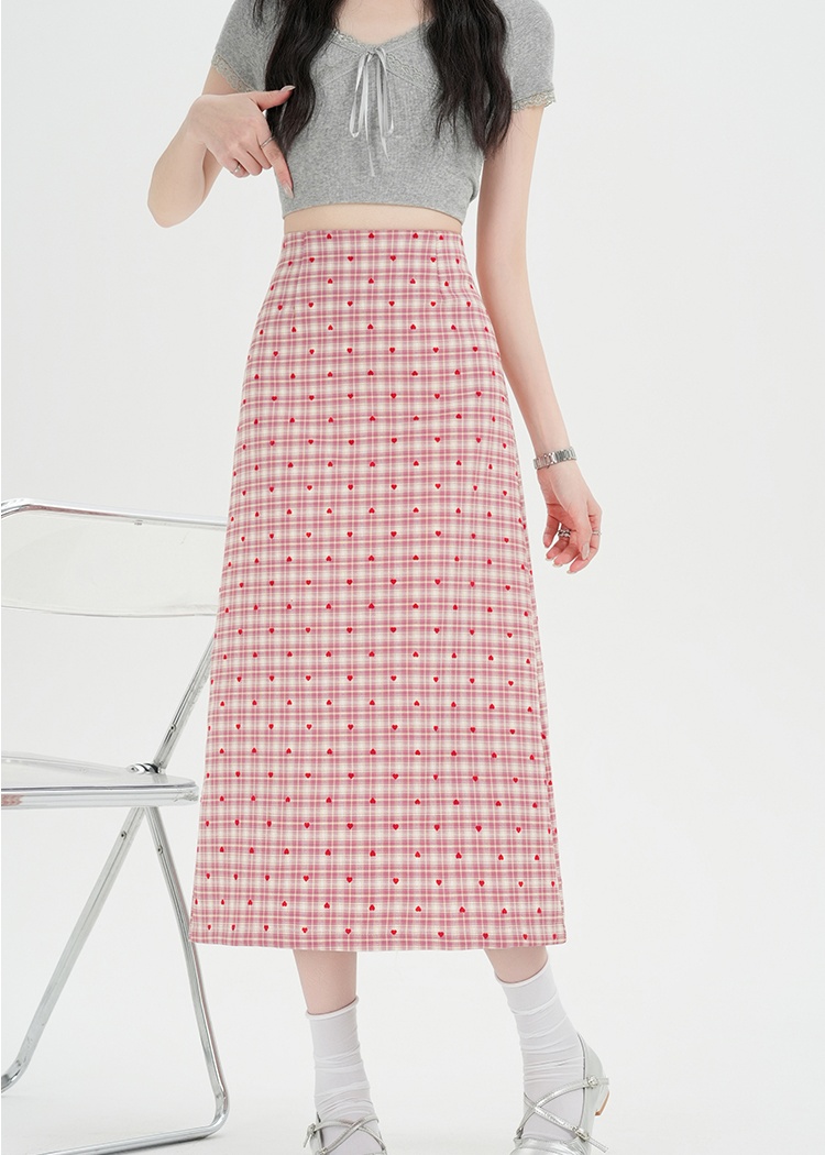 Heart all-match spring and summer split skirt for women