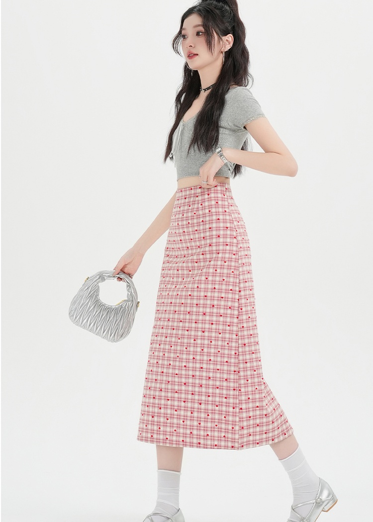 Heart all-match spring and summer split skirt for women