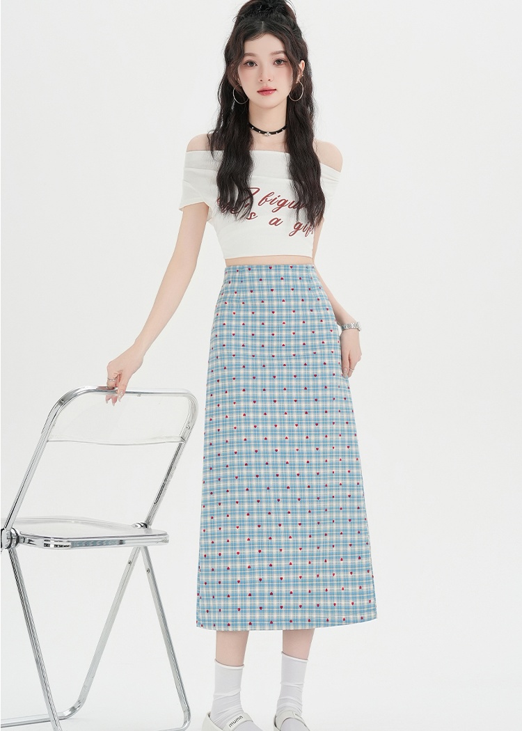 Heart all-match spring and summer split skirt for women