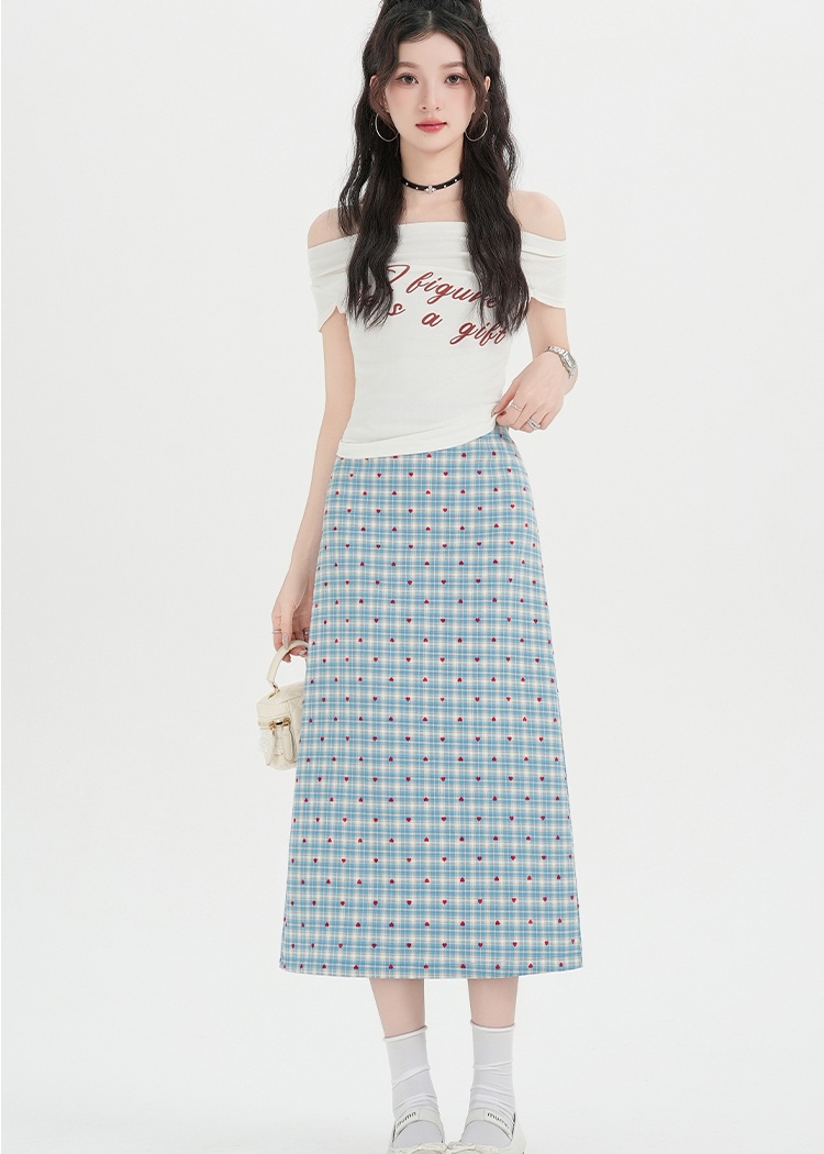 Heart all-match spring and summer split skirt for women