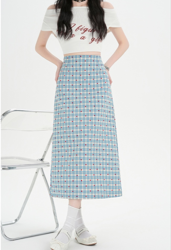 Heart all-match spring and summer split skirt for women