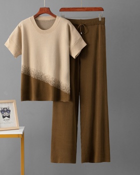 Sports sweater Western style wide leg pants a set for women