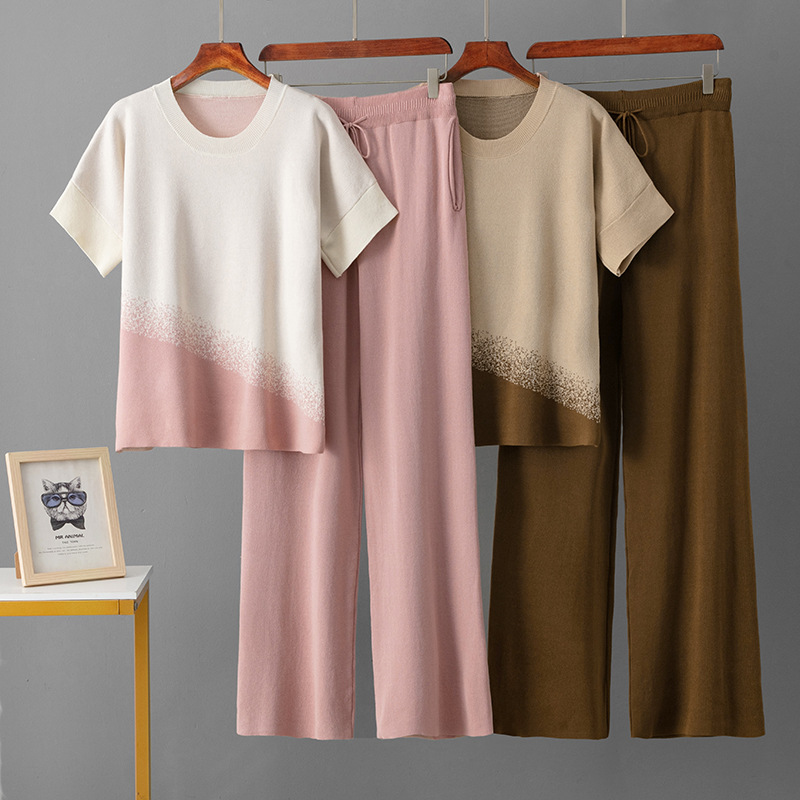 Sports sweater Western style wide leg pants a set for women