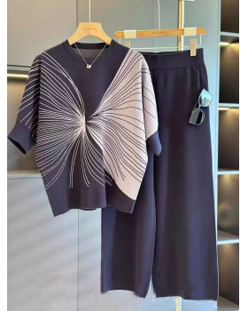 Fashion short sleeve wide leg pants 2pcs set for women