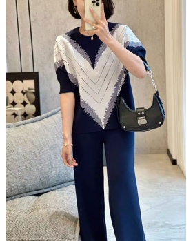 Loose summer knitted large yard tops 2pcs set for women