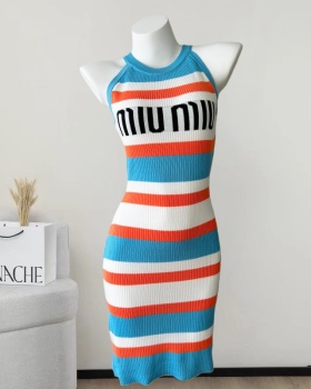 Letters knitted T-back spring and summer dress