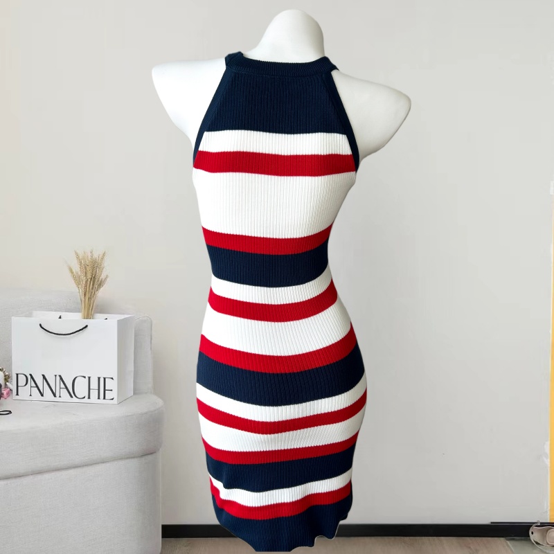 Letters knitted T-back spring and summer dress