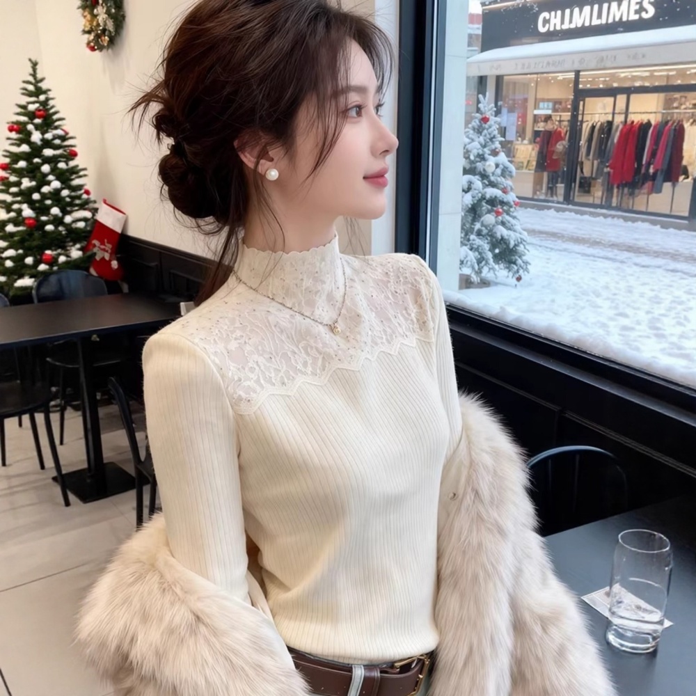 Splice sweater white bottoming shirt for women