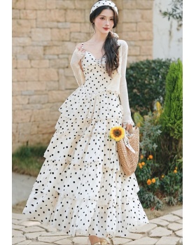 Cake vacation cardigan polka dot dress a set
