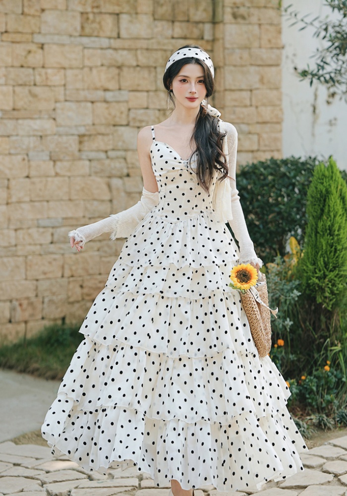 Cake vacation cardigan polka dot dress a set