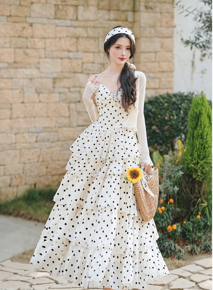 Cake vacation cardigan polka dot dress a set
