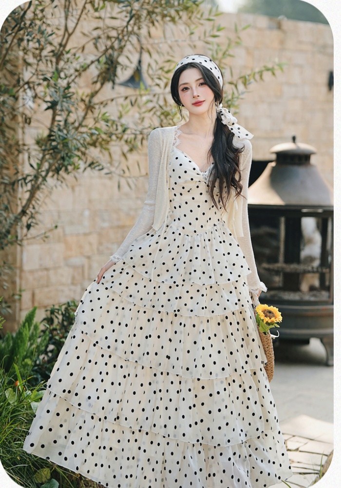Cake vacation cardigan polka dot dress a set