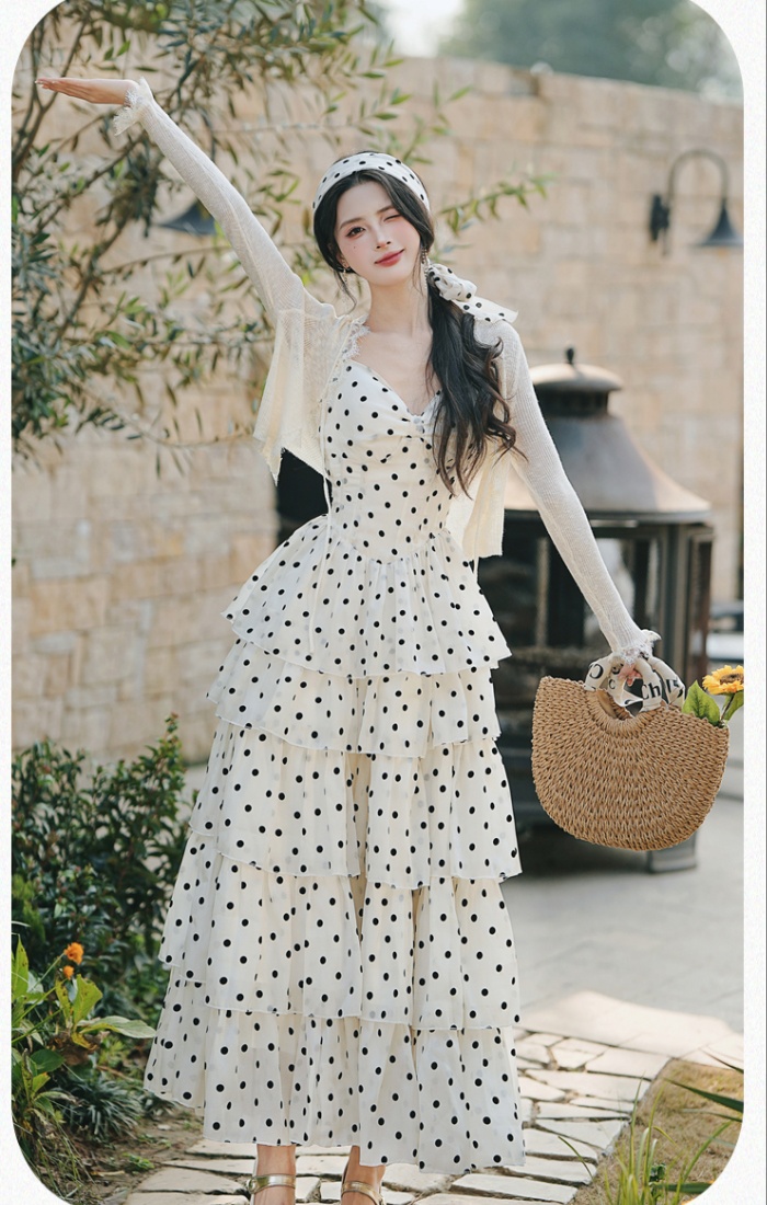 Cake vacation cardigan polka dot dress a set