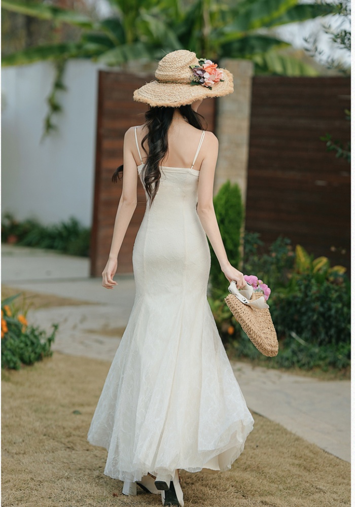 Vacation lace strap dress embroidery dress