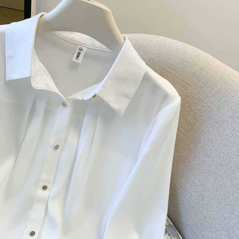 Satin spring simple commuting shirt profession Casual fashion tops
