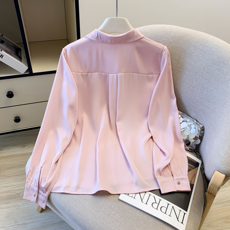 Satin spring simple commuting shirt profession Casual fashion tops