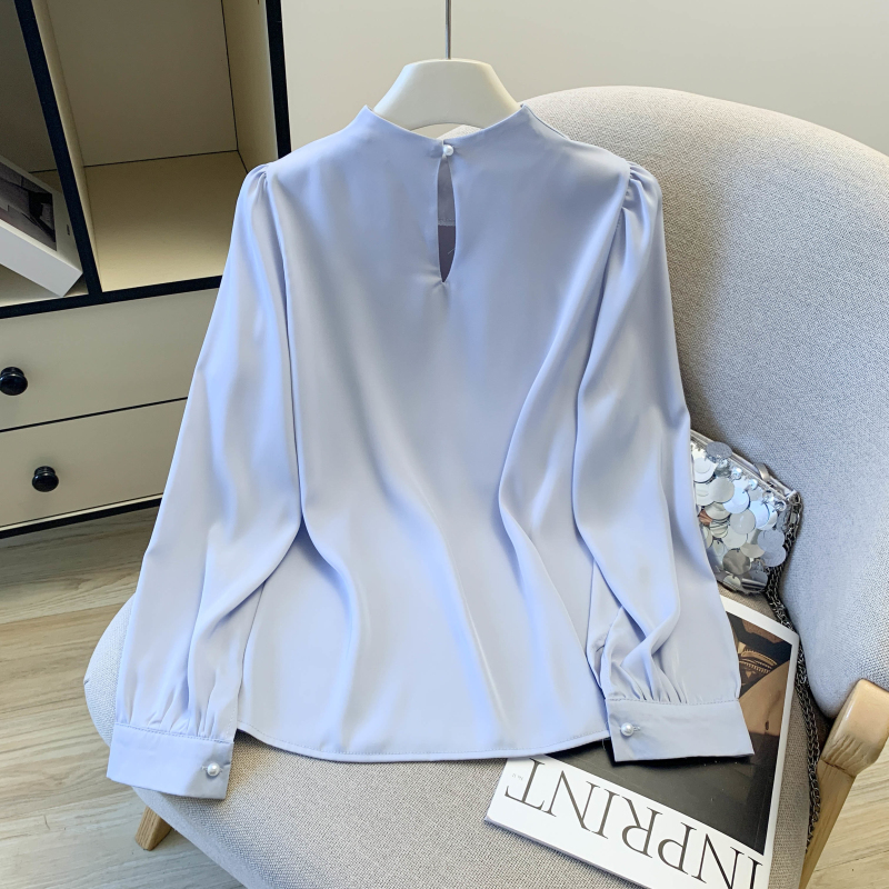 Chiffon satin shirt temperament pullover tops for women